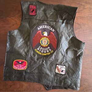 Rebel Rider American Legion Riders Leather Motorcycle Vest Military Patches XL